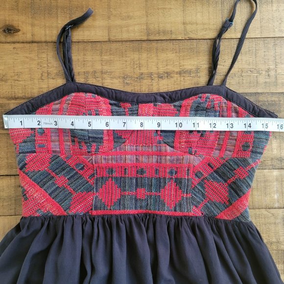 UO Staring at Stars Red and Navy Fit and Flare Embroidered Mini Dress - … - Picture 9 of 11